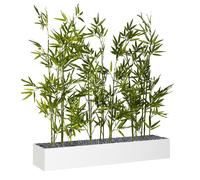 Jardinière artificielle basse - Composition florale en bambous - L 80 cm - Blanc