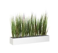 Jardinière artificielle basse - Composition florale en herbes - Blanc