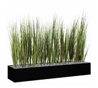 Jardinière artificielle basse - Composition florale en herbes - L 80 cm - Noir