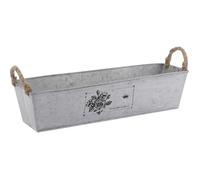 Jardinière - AUBRY GASPARD - Zinc - Rectangulaire - Poignées en corde - 49,5 x 13,5 x 12 cm