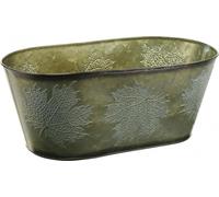 Jardinière Automne Métal Décor Feuilles Vert Cache-pot Décoration florale 38cm