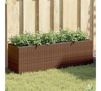 vidaXL Jardinière avec 3 pots marron 105x30x32 cm résine tressée, jardinière d'extérieur, bac à fleurs, bac à tomates, 366417