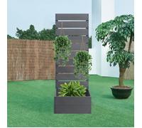 [en.casa] Jardinière avec Brise-Vue Bac à Fleurs avec Pare-Vue Résistant aux UV et Intempéries Protection Contre Les Regards et Vent Bois Composite 150 x 56 x 38 cm Gris
