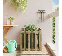 Jardinière avec design de clôture 60x60x60 cm pin imprégné Vert G