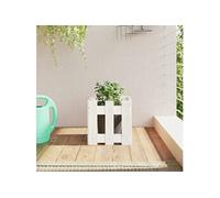 Jardinière avec design de clôture blanc 30x30x30 cm pin massif 832443