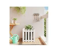 vidaXL Jardinière avec design de clôture blanc 50×50×50 cm en pin massif