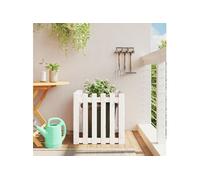 vidaXL Jardinière avec design de clôture blanc 60x60x60 cm pin massif 832458 Blanc G