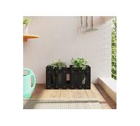 Jardinière avec design de clôture noir 60x30x30 cm pin massif 832469