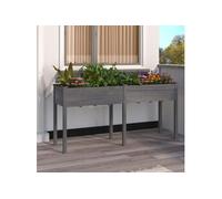 Jardinière avec doublure gris 161x45x76 cm bois massif de sapin