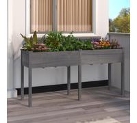 vidaXL Jardinière sur roues avec doublure 71x37x80 cm en bois de sapin Gris