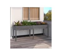 Jardinière avec doublure gris 203x53x76 cm bois massif de sapin 364241