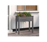 Vidaxl Jardinière Avec Doublure Gris 71x37x76 Cm Bois Massif De Sapin