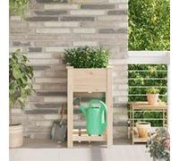 vidaXL Jardinière avec étagère 45x45x76 cm Bois massif de sapin Carré Beige
