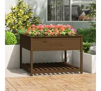 Jardinière avec Étagère Bac à Fleurs Salon Balcon Gris Bois Massif de Pin vidaXL
