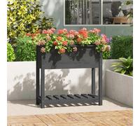 Jardinière avec Étagère Bac à Fleurs Salon Balcon Gris Bois Massif de Pin vidaXL