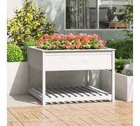 Jardinière avec Étagère Bac à Fleurs Salon Balcon Gris Bois Massif de Pin vidaXL