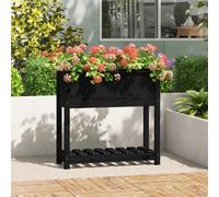 Jardinière avec étagère Noir 82,5x82,5x81 cm Bois massif de pin 823798
