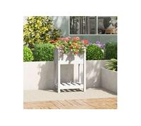 Jardinière avec étagère Blanc 54x34,5x81 cm Bois massif de pin 823753