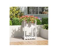 Jardinière avec étagère Blanc 54x54x81 cm Bois massif de pin 823774