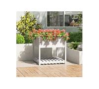 Vidaxl Jardinière Avec Étagère Blanc 82,5x82,5x81cm Bois Massif De Pin