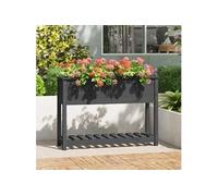 Jardinière avec étagère Gris 111,5x34,5x81cm Bois massif de pin 823768