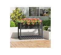 Jardinière avec étagère Gris 111,5x54x81 cm Bois massif de pin