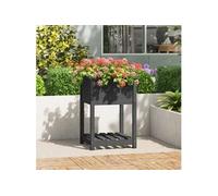Vidaxl Jardinière Avec Étagère Gris 54x54x81 Cm Bois Massif De Pin