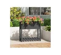 Vidaxl Jardinière Avec Étagère Gris 82,5x34,5x81 Cm Bois Massif De Pin