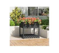 Jardinière avec étagère Gris 82,5x82,5x81 cm Bois massif de pin 823796