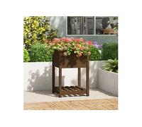 Jardinière avec étagère Marron miel 54x54x81 cm Bois de pin823776