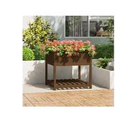 Jardinière avec étagère Marron miel 82,5x82,5x81 cm Bois de pin823797
