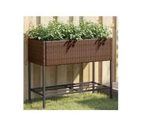 Vidaxl Jardinière Avec Étagère Marron Résine Tressée