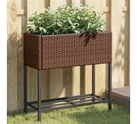 Vidaxl Jardinière Avec Étagère Marron Résine Tressée