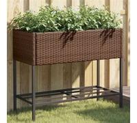 Vidaxl Jardinière Avec Étagère Marron Résine Tressée