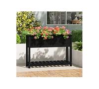 Vidaxl Jardinière Avec Étagère Noir 111,5x34,5x81cm Bois Massif De Pin