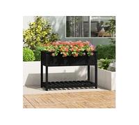 Jardinière avec étagère Noir 111,5x54x81 cm Bois massif de pin Noir G