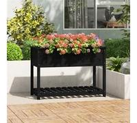 Jardinière avec étagère Noir 111,5x54x81 cm Bois massif de pin Noir G