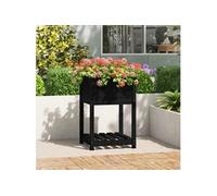 Jardinière avec étagère Noir 54x54x81 cm Bois massif de pin 823777
