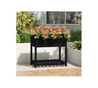 Jardinière avec étagère Noir 82,5x54x81 cm Bois massif de pin 823784