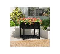 Vidaxl Jardinière Avec Étagère Noir 82,5x82,5x81 Cm Bois Massif De Pin