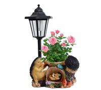 Jardinière avec lampe solaire - Décoration de hérisson à énergie solaire avec pot de fleurs | Statue de jardin hérisson | Pour jardin, extérieur, cour, pelouse, patio, cour, porche de ferme