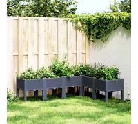 Jardinière avec Pieds, Lit Surélevé, Bac à Fleurs, Pot de Plantes Jardin Patio Terrasse Arrière-cour Extérieur, Gris 200x160x42 cm PP