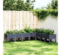 Jardinière avec pieds bleu gris 200x160x42 cm PP Gris G