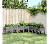 Jardinière avec pieds gris clair 200x160x42 cm PP Gris G