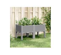 Jardinière avec pieds gris clair 80x40x42 cm PP