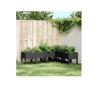 Jardinière avec Pieds, Lit Surélevé, Bac à Fleurs, Pot de Plantes Jardin Patio Terrasse Arrière-cour Extérieur, Noir 367908