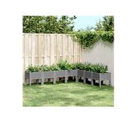 Jardinière avec Pieds, Lit Surélevé, Bac à Fleurs, Pot de Plantes Jardin Patio Terrasse Arrière-cour Extérieur, Gris Clair 200x160x42 cm PP