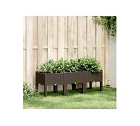 vidaXL Jardinière avec Pieds, Lit Surélevé, Bac à Fleurs, Pot de Plantes Jardin Patio Terrasse Arrière-Cour Extérieur, Marron 120x40x42 cm PP