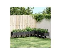 Jardinière avec pieds noir 200x160x42 cm PP