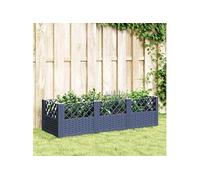 vidaXL Jardinière avec piquets 368019 – 123,5×43,5×43,5 cm en PP – Bleu gris